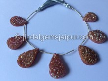 Apricot Pink Druzy Pear Shape Beads